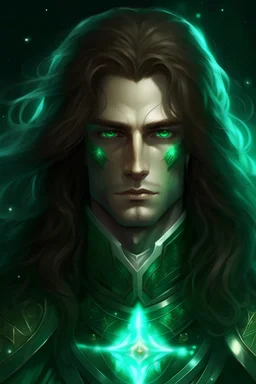 Galactic beautiful man knight of sky deep green eyed longhaired