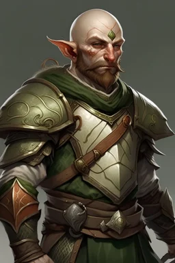 elf, without hair, with beard, with armor, fat