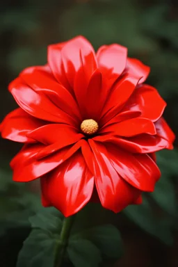 shiny red latex flower, worn autochrome