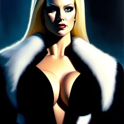 portrait of beautiful busty emma frost painting by Brom, oil on canvas, cinematic composition, extreme detail,fit full head inside picture