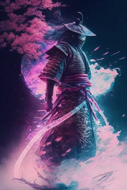 Mystical samurai emitting an aura