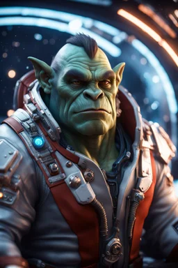 pen outline, really macho pimp orc seal french captain that go hard sitting in space station cockpit , in front of space portal dimensional glittering device, bokeh like f/0.8, tilt-shift lens 8k, high detail, smooth render, down-light, unreal engine, prize winning