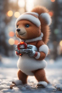 xmas bear squirrel chat robot, bokeh like f/0.8, tilt-shift lens 8k, high detail, smooth render, down-light, unreal engine, prize winning