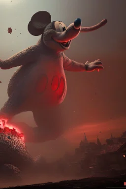 MICKEY MOUSE AS GODZILLA DESTROYING BUILDINGS IN SOUTH AFFRICA