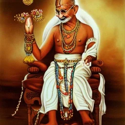 graceful gandhi as indian god with jewelry