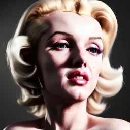 Realistic image portrait, sweet Marylin Monroe, blonde woman, cyberpunk style, long hair, highly detailed, unreal engine 5, ray tracing, RTX, lumen lighting, ultra detail, volumetric lighting, 3d, finely drawn, high definition, high resolution.