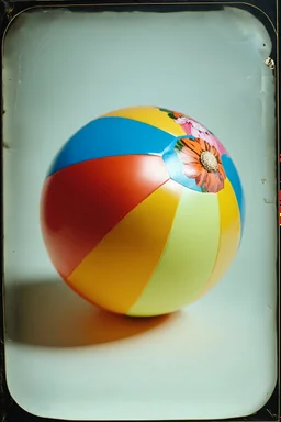 Ballon de plageavec des fleurs peintes, , tintype