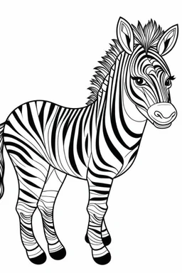 coloring page for kids, zebra, cartoon style, thick outline, low details, no shading, no color