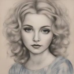 Postcard of madonna in the style of Margaret Keane, with scribblings