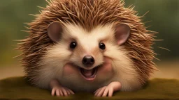 Realistic Hedgehog Lying On His Back And Laughing