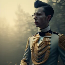 Full body, 3d render, asa butterfield, 1800's men style, 1800's men hair style, 1800's men clothes style, hyper realistic, octane render, unreal engine 5, 8k, palace background, uhd