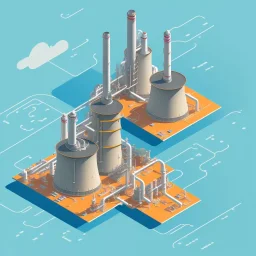 isometric architecture illustration of a power plant