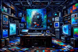 oil paint of high tec marshmallow making space station heritage authentic cyberpunk relic vibrant colours