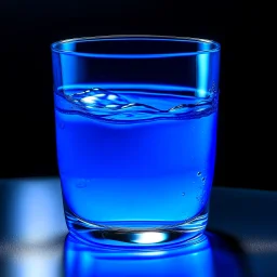 glass completely filled with blue liquid