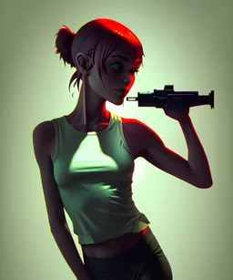 attraktive skinny Tank Girl by Jamie Hewlett; 8k resolution; realistic DSLR photography; concept art; comic style