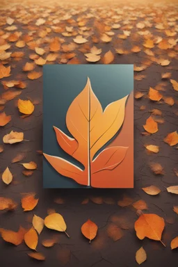 square logo , landscape with leaf fall