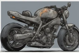 motorcycle, comic book,post-apocalypse, gray background,