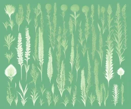 vector plants set illustration. watercolor white backdrop