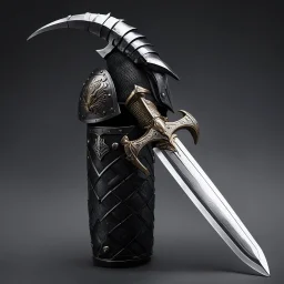 A knight’s gauntleted hand grips the hilt of a sword, but the weapon bears an ominous threat: a large scorpion poised on the blade, its deadly stinger raised. The polished armor contrasts with the organic menace, representing a conflict between man-made power and nature's lethal instincts. The detailed textures of the steel and the scorpion’s armored body evoke a sense of danger and tension, as if one wrong move could unleash a deadly strike. This painting explores themes of vulnerability, the u