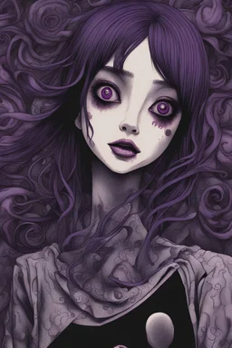 Junji Ito style darkpurple tones,