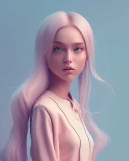 isometric clean art of super cute girl, soft lighting, soft pastel gradients, high definition, 3d icon clay render, blender 3d