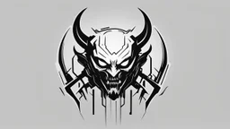 minimalistic cyberpunk demon logo black and white