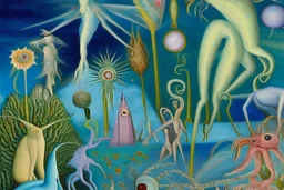 the surreal gardens of heavenly delights by artists "Kay Sage" and "Bridget Bate Tichenor" and "Leonora Carrington"