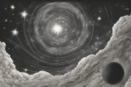 A drawing of stars in space