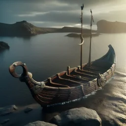 viking ship, 4k, 8k, highly detailed, cinematic, ultra photorealistic, ultra realistic, volumetric lighting