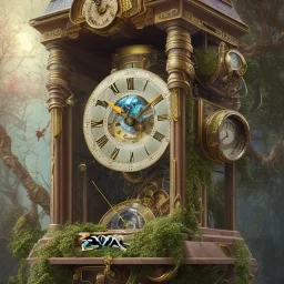 a gorgeous, stunning, ornate clock made of biosphere, 8k resolution, high-quality, fine-detail, photorealistic, intricate, digital art, detailed matte, volumetric lighting, illustration, 3D octane render, brian froud, howard lyon, George Grie, Ben Goossens