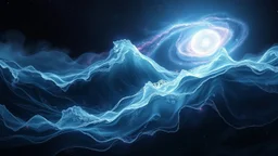 flow theme, abstractions and stunning shapes, water, dark galaxy around, deep sea water with nebula and big deep galaxy, music, soft verry fade 2d nervous system with fade little lightings floatings in background, deep sea, deep colors: dark blue, purple, white, pale green, pale silver gray colors, stunning composition with dremlike vibe, slow flow of a light wave-like water, deep colors, emotional, etheral, neurodivergens ambient soul , abstractions, soft pale neuron web, stunning, cinematic