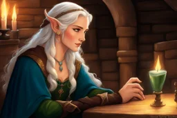 [art by Terry Pratchett] [a noble elf woman in the tavern] Lyanna's breath quickens, her face flushing with emotion as you recite the tender love song. The connection between you is palpable, the centuries of difference fading away in the heat of this moment. Just as your lips are about to meet, a throat clears loudly from the doorway. Thalion, her companion, stands there with a thunderous expression.a
