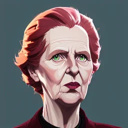 Portrait of a 30 year old witch like Margaret Thatcher