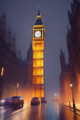 Big Ben street, Realistic night christmas, snow, 4k, big tree christimas, intricate, bump