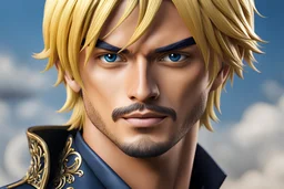 sanji in 8k live action artstyle, one piece them , dynamic pose, intricate details, highly detailed, high details, detailed portrait, masterpiece,ultra detailed, ultra quality