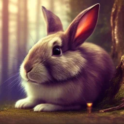 Forest in steampunk rabbit, extremely detailed, UHD, 8k,The close-up camera effect,sharp focus,perfect,position,hyperphotorealistic