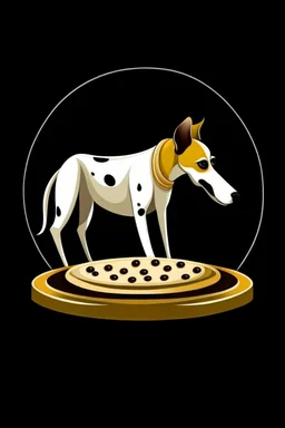 masterpiece, the logo of one dog eat Smooth surface cheesecake, ,Morocco style, no black ground, vector, 4k