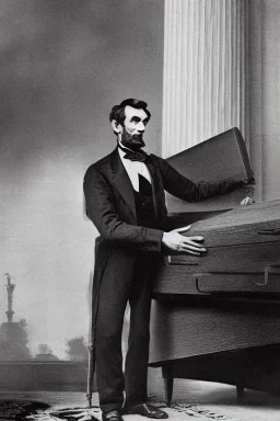 Abraham Lincoln opening a coffin vintage photography, beautiful, Tumblr aesthetic, retro vintage style, HD photography, hyperrealism