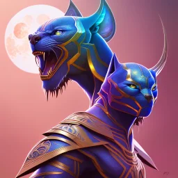 sango fantasy, fantasy magic, intricate, sharp focus, illustration, highly detailed, digital painting, concept art, matte, artgerm and paul lewin and kehinde wiley, masterpiece Asian black panther Papu New Guina pyramid blue space lady space blood moon galaxy