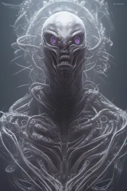 evil cthulu alien, brutal face, tron, head, burn eyes, 8k, finely detailed, dark light, photo realistic, hr giger, cyberpunk