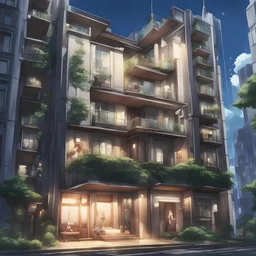 Anime luxury apartment exterior