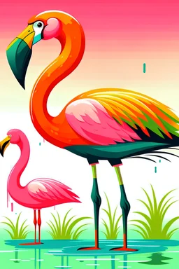 Cartoon of a flamingo with Mallard duck colors