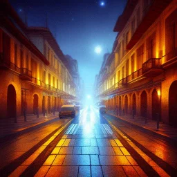 calle de pais por la noche