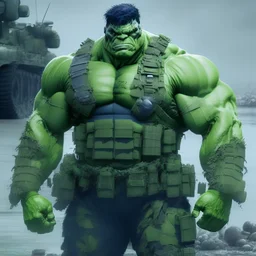 Green Hulk dressed in Navy Seal combat gear