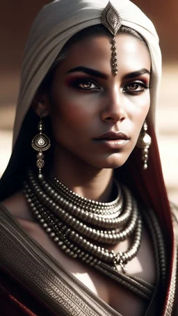 A hyper realistic photo of: Some forgotten realms strong dark skinned drow elf with long white hair wades into a strongly dark grey colour emitting magically radiating and bubbling color pool in an endless windswept level landscape of only sand and grit. photorealistic, bokeh, masterpiece, smooth shading, ultra detailed, high resolution, cinematic, unreal 6, subtle shadows, octane render, 8k, cinema 4d, HDR, dust effect, vivid colors