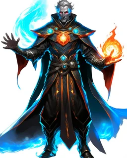 A 25 years boy persian in matte black robes with flaming eyes with grin with flaming light blue pupils stands atop a squire Two infinity gauntlets contain six infinity stones, one of which is made with nano In the hands of a powerful man walking While standing on a majestic height from afar With two big wings