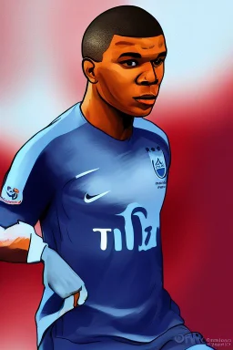 Kylian Mbappe French soccer player cartoon 2d