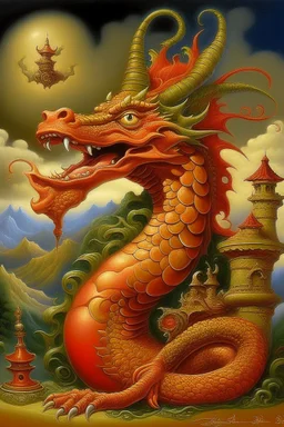 Lowbrow Surrealism Dragon by Todd Schorr