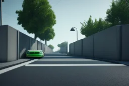  concrete barrier,street view, unity engine, bloom,cinematic lighting,green tone, octane render.