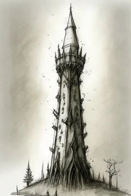 A detailed sketch of a wizards tower